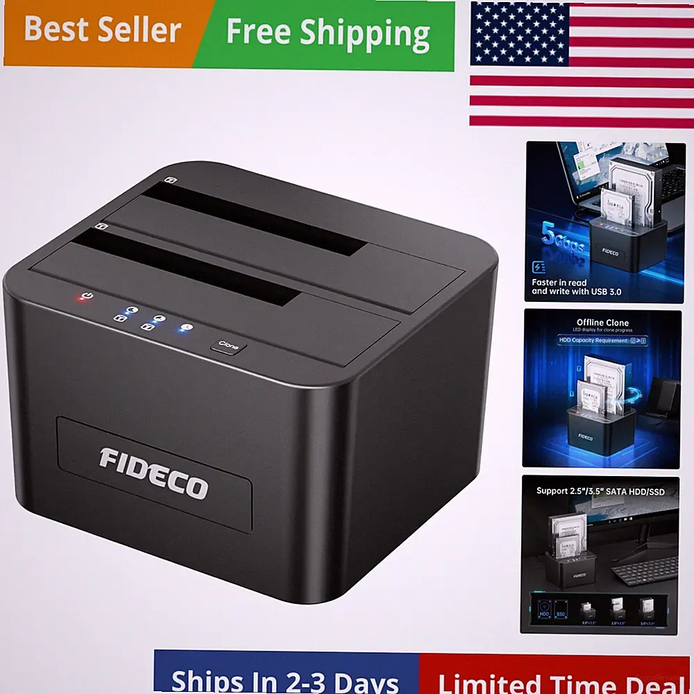 External Hard Drive Docking Station, Hard Drive Dock for 2.5 and 3.5 inch SAT...