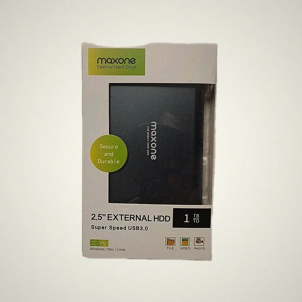 Maxone 1TB External Hard Drive – Ultra Slim, USB 3.0, Charcoal Grey *FAST S&H*