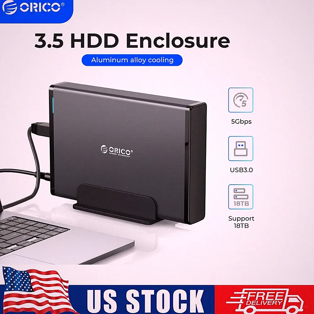 ORICO 3.5" SATA USB 3.0 Hard Drive Disk External Enclosure Aluminum Case SSD