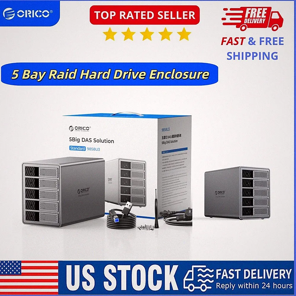 ORICO 5 Bay USB 3.0 Hard Drive Enclosure External DAS Storage for PC Mac